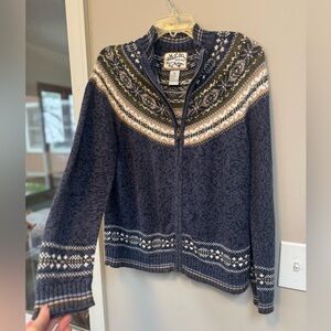 Nordic Patterned Blue Cardigan by Heirloom Collectibles
